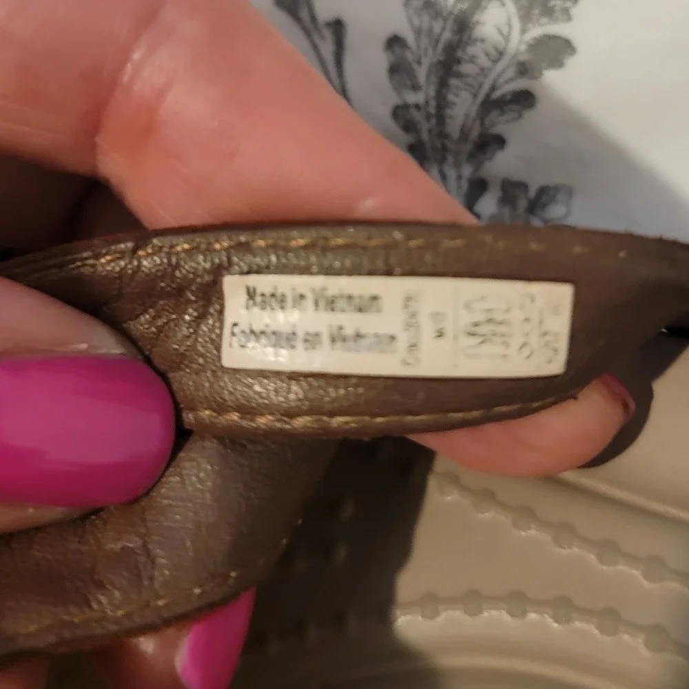 Crocs‎ Leigh-Ann Mini Wedge Espresso Mushroom Strappy Mules Sandals Brown Tan 8